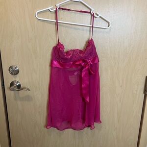 Victoria's Secret Pink Magenta Underwire Babydoll Chemise
Bow